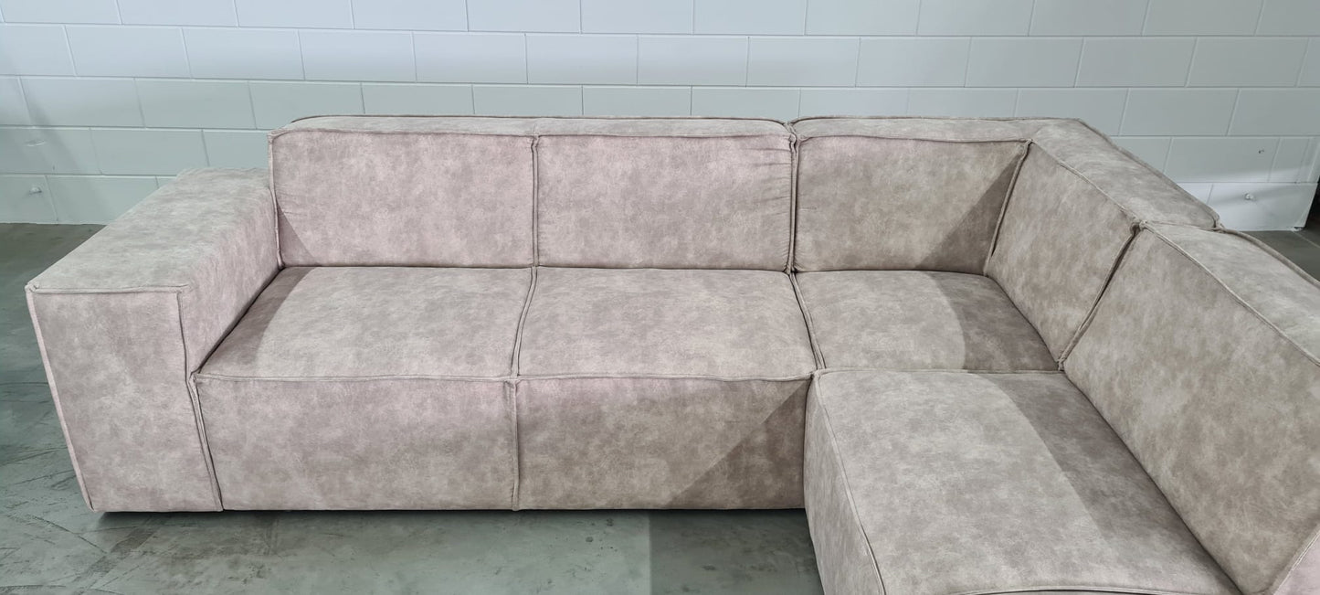 TRAVIS - HOEKBANK RECHTS - BEIGE LEDER