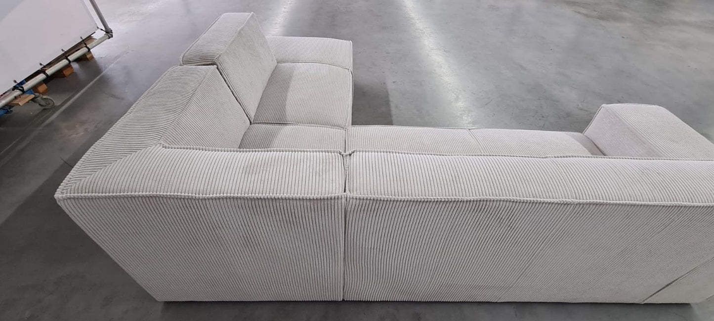 RIBSTOF BEIGE | HOEKBANK | LOUNGEBANK